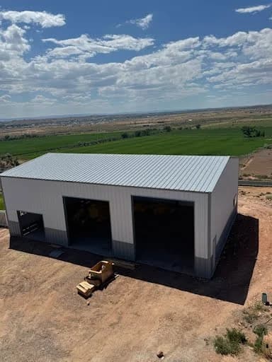 Completed steel shop building exterior